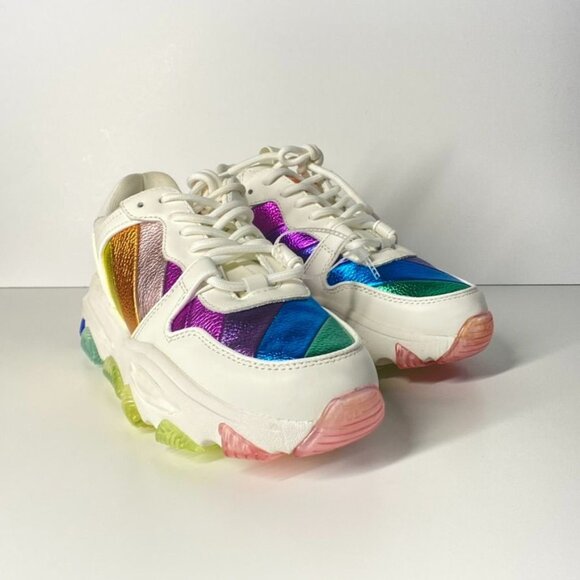 NWOT Kurt Geiger London Lettie Rainbow Platform Sneakers, size 36.5 - Picture 4 of 11